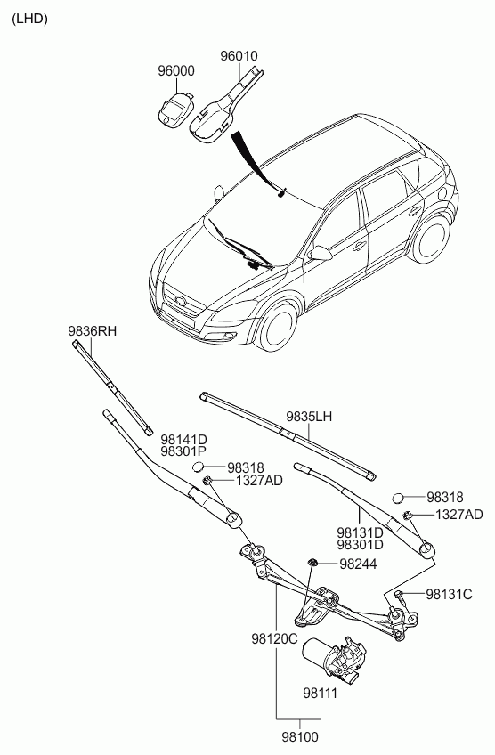 Hyundai 983601H100 - Windshield wiper: 1 pcs. autospares.lv