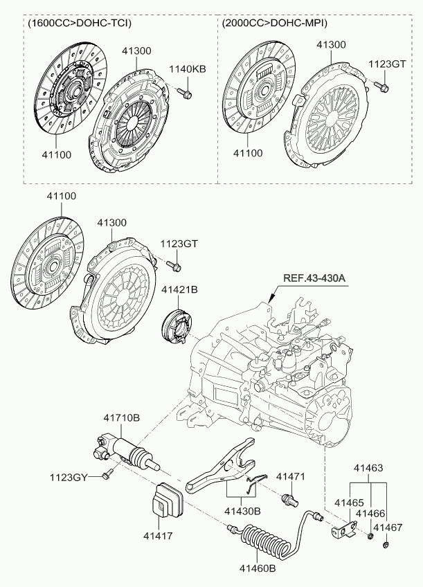 KIA 41300-23130 - Clutch & release fork: 1 pcs. autospares.lv