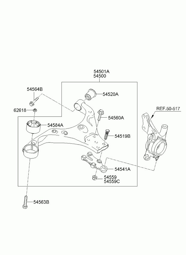 KIA 54500-1F000 - Front suspension lower arm: 1 pcs. autospares.lv