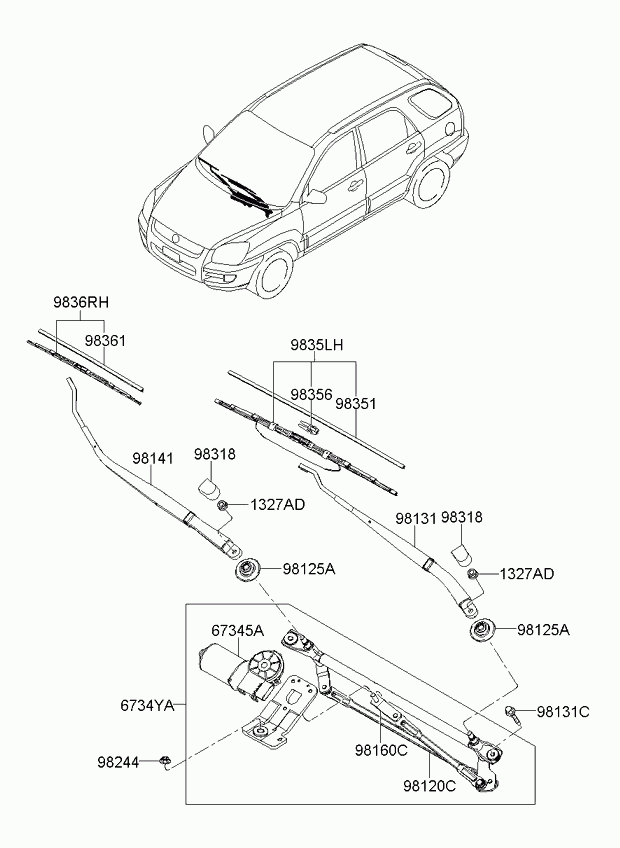 KIA 983501F050 - Windshield wiper: 1 pcs. autospares.lv