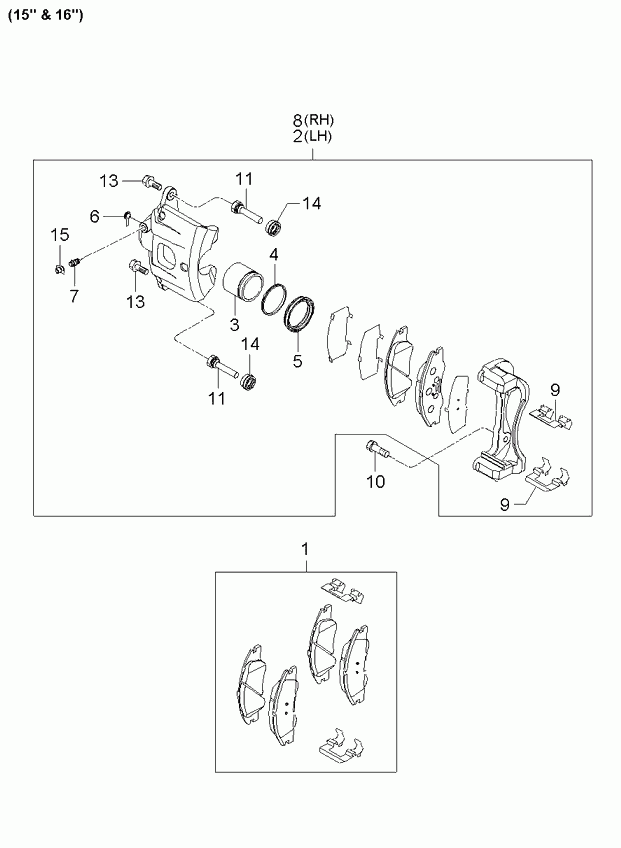 KIA (DYK) 58101-2FA10 - Front wheel brake: 1 pcs. autospares.lv