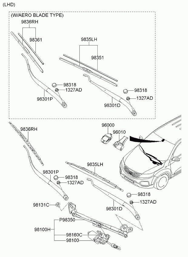 KIA 98361-2M100 - Windshield wiper: 1 pcs. autospares.lv