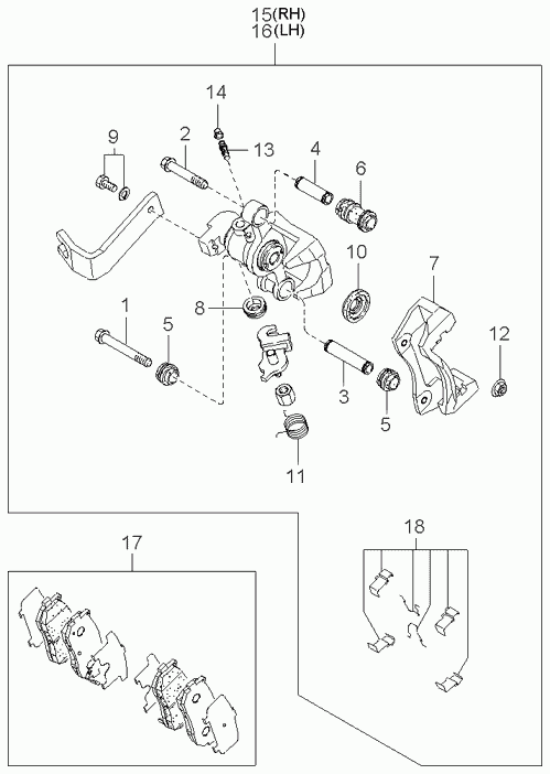 KIA 0K9A0-26-28Z - Rear wheel brake: 1 pcs. autospares.lv