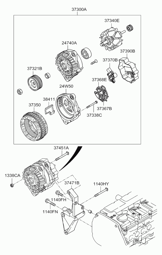 Hyundai 373004A300 - Alternator: 1 pcs. autospares.lv