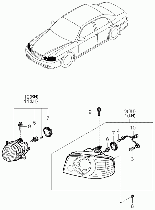 Hyundai 18647-55007 - Headlamp: 1 pcs. autospares.lv