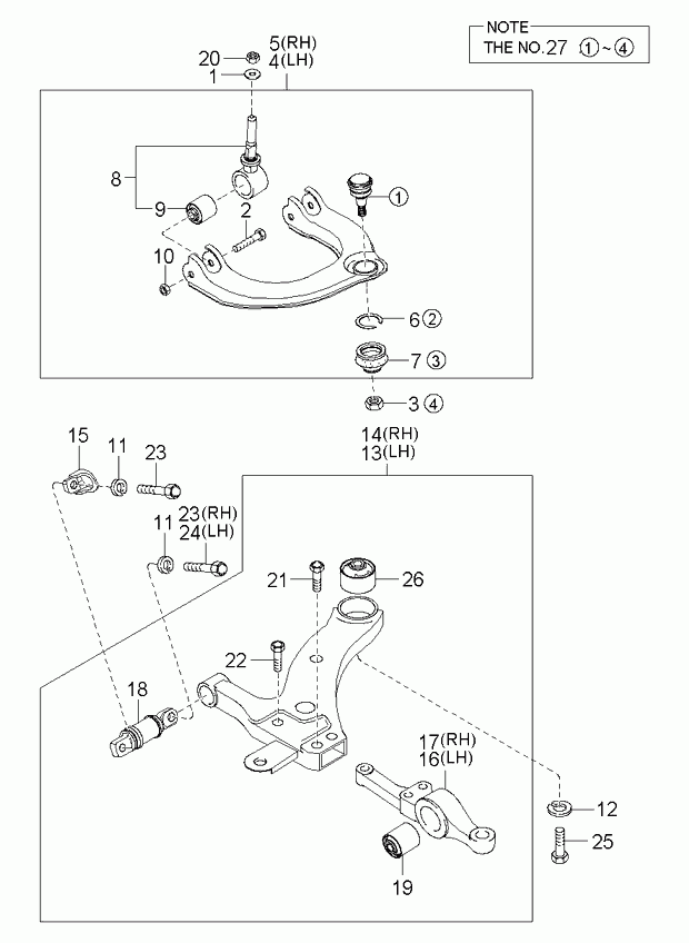 KIA 54501-38620 - Front suspension lower & upper arm: 1 pcs. autospares.lv