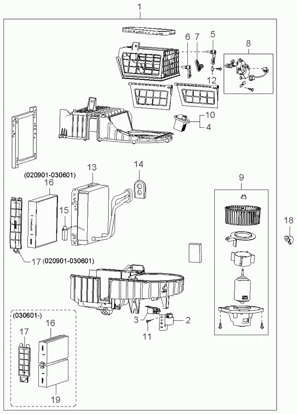 KIA 97619-3C102 - Heater system-evaporator & blower unit: 1 pcs. autospares.lv