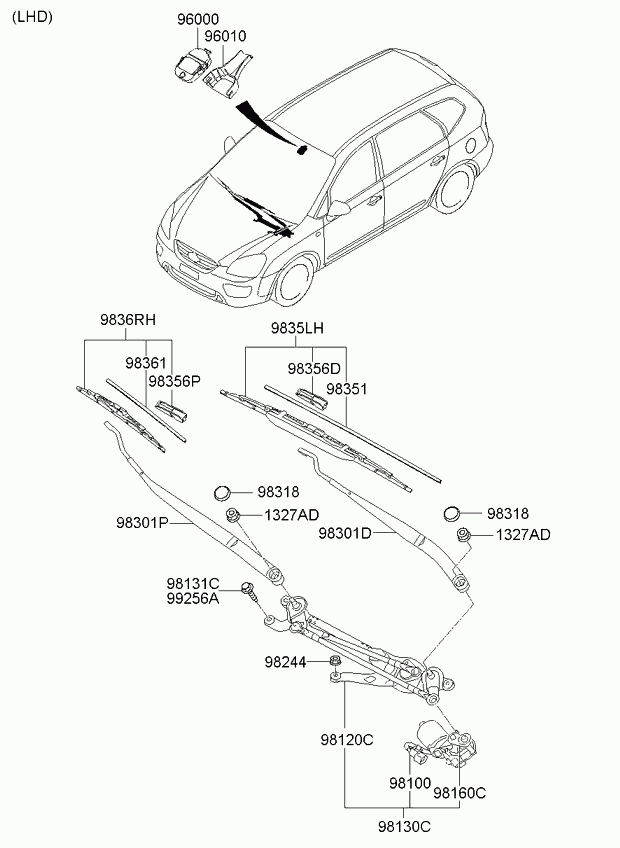 KIA 983601D000 - Windshield wiper: 1 pcs. autospares.lv