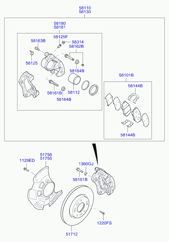 Honda 517123K110 - Front wheel brake: 2 pcs. autospares.lv