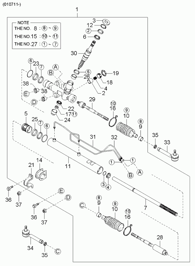 Hyundai 0K552-32-270A - Steering gearbox: 1 pcs. autospares.lv