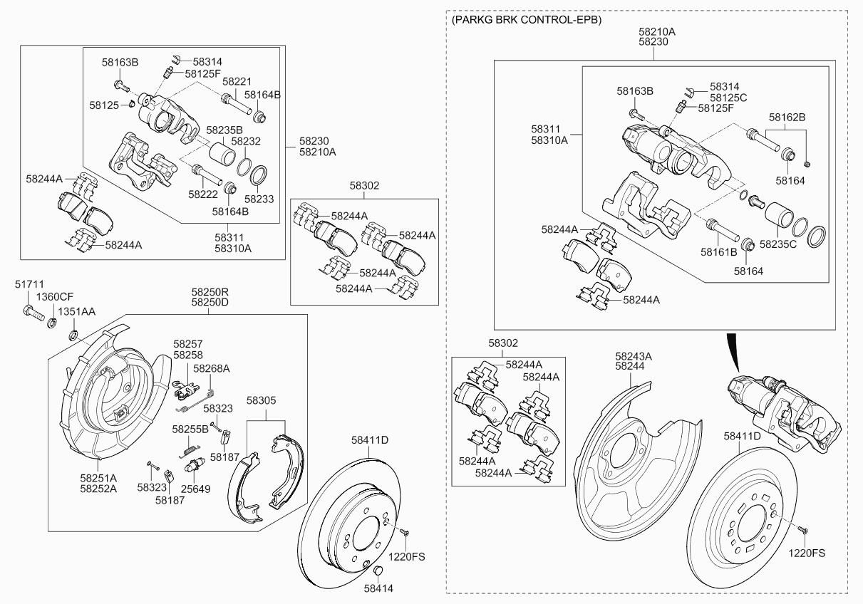 Hyundai 58411-3V500 - Rear wheel brake: 2 pcs. autospares.lv