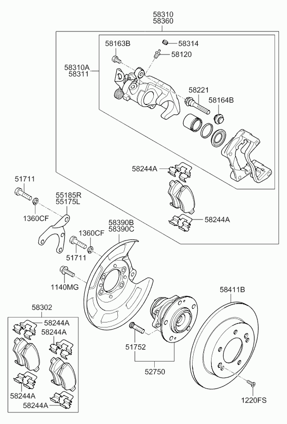 KIA 584111P300 - Rear axle: 2 pcs. autospares.lv