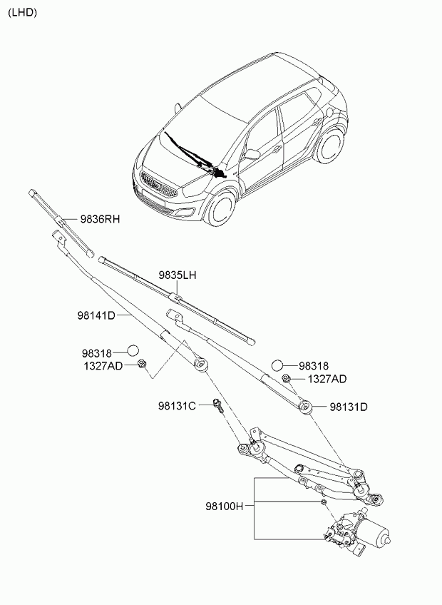 Hyundai 983501P000 - Windshield wiper: 1 pcs. autospares.lv