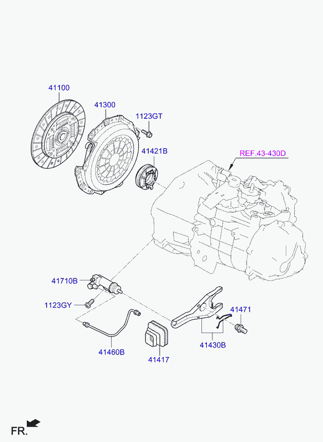 Hyundai 4110026080 - Clutch & release fork: 1 pcs. autospares.lv