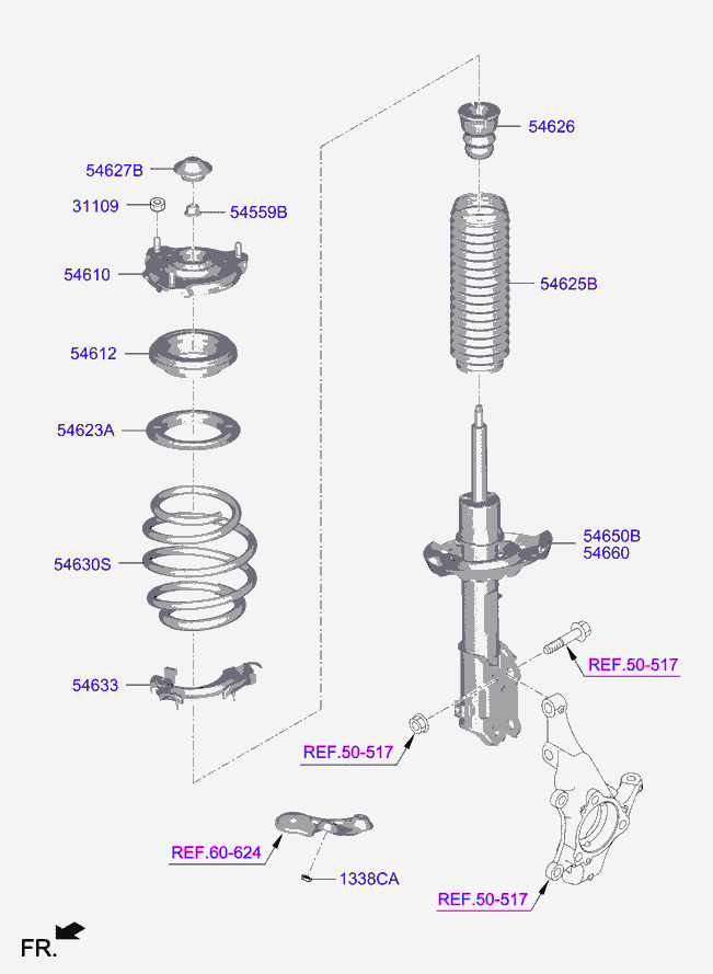 Hyundai 54626F2000 - Front spring & strut: 2 pcs. autospares.lv