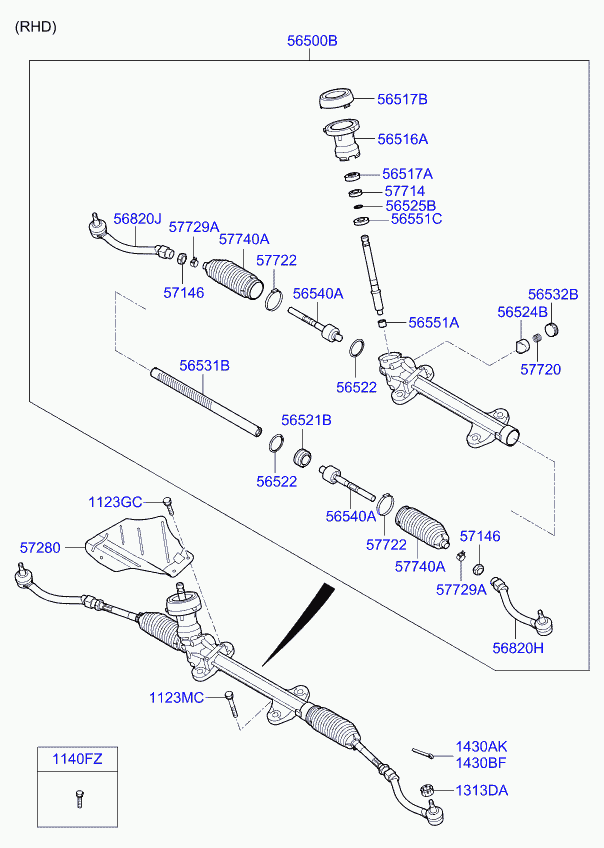 Hyundai 56820-A6590 - Power steering gearbox: 1 pcs. autospares.lv