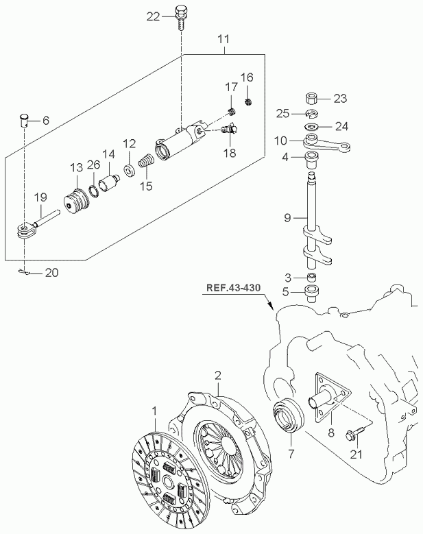 KIA 41100-39295 - Clutch & release fork: 1 pcs. autospares.lv