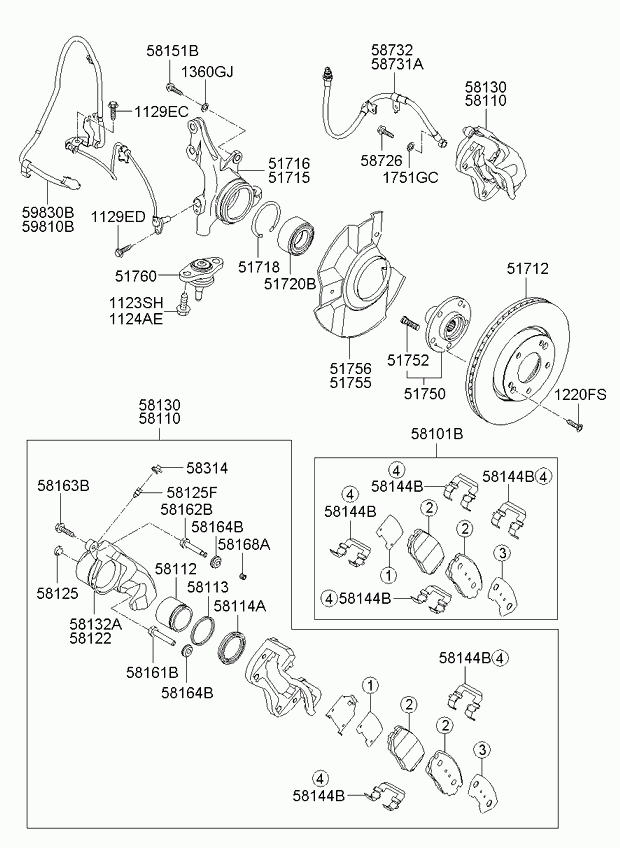 KIA 51720-2G000 - Wheel hub, bearing Kit autospares.lv