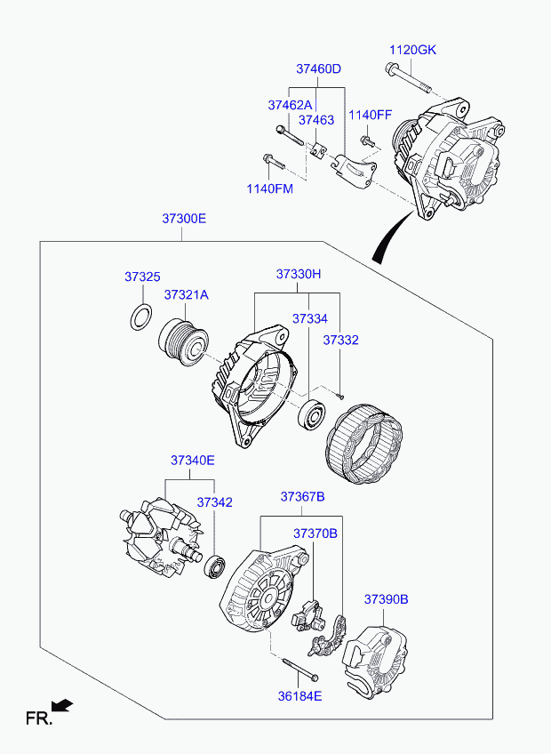 KIA 373702E300 - Alternator: 1 pcs. autospares.lv