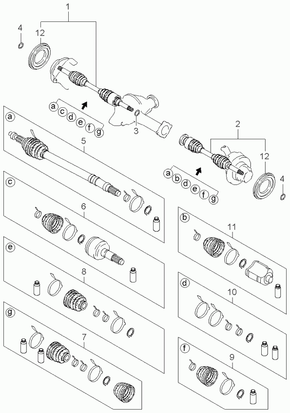 KIA 0K012-22-530 - Drive shaft: 2 pcs. autospares.lv