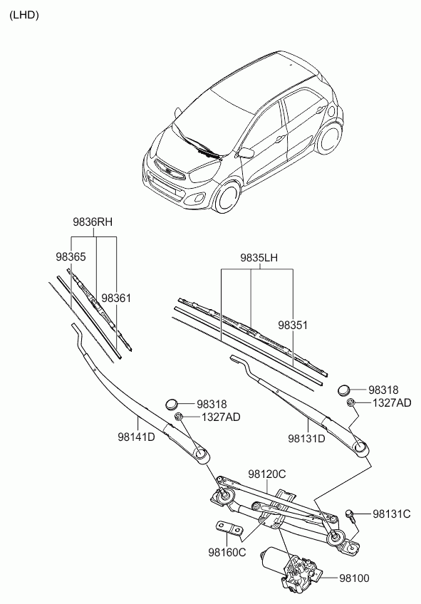 KIA 983601Y000 - Windshield wiper: 1 pcs. autospares.lv