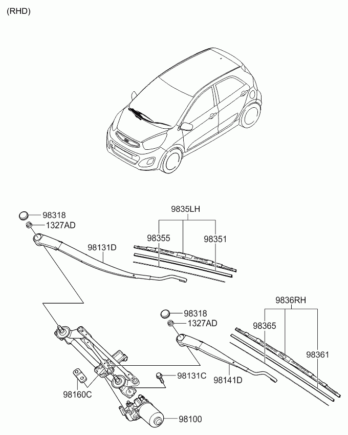 Hyundai 983501Y000 - Windshield wiper: 1 pcs. autospares.lv