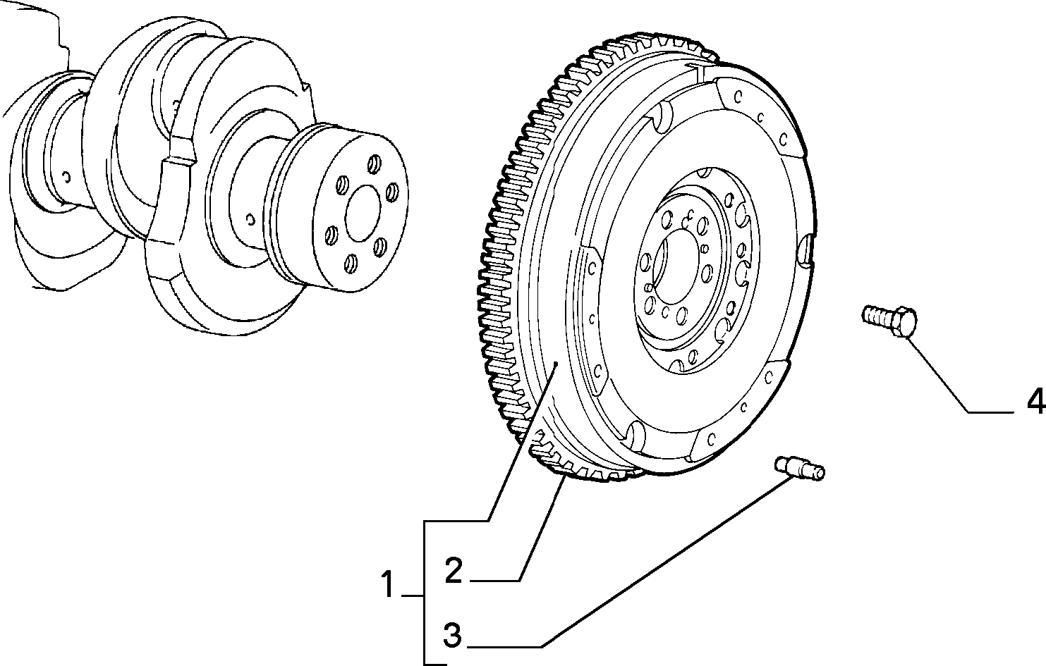 Alfa Romeo 55185669 - Crankshaft and flywheel (var.: 2/rev.: 0): 01 pcs. autospares.lv