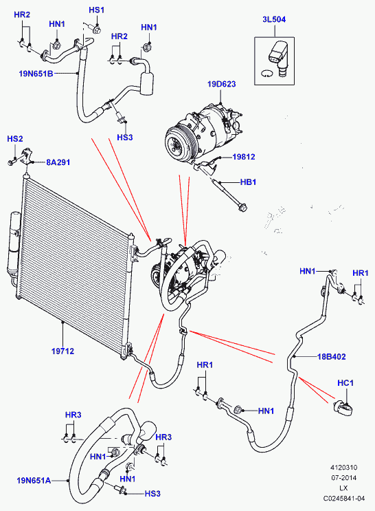 Jaguar LR057692 - Air conditioning condensr/compressr, front, 5.0l ohc sgdi sc v8 : 1 pcs. autospares.lv