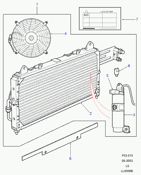 Rover JRJ100550 - Dryer, air conditioning autospares.lv