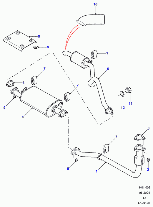 Rover ESR3737 - Exhaust diesel, 2.5l 5 cyl diesel: 2 pcs. autospares.lv