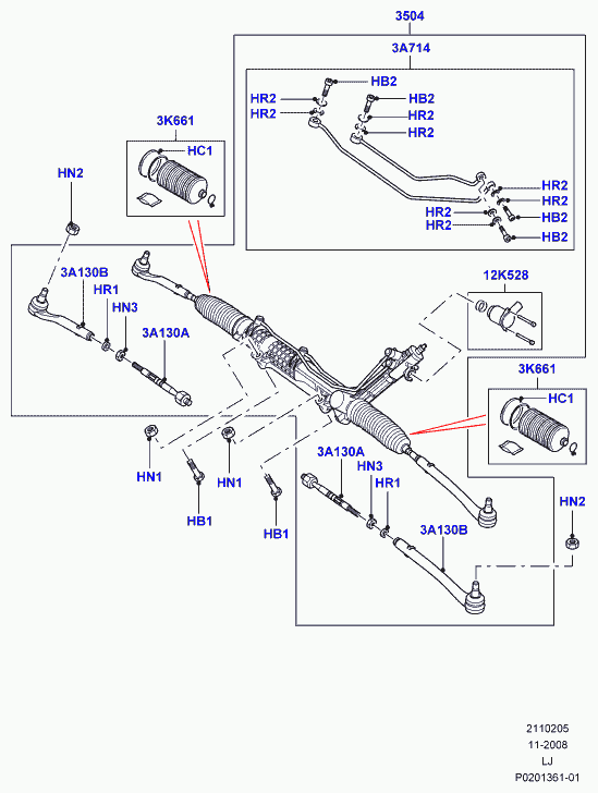 FORD QJB500060 - Steering gear: 2 pcs. autospares.lv