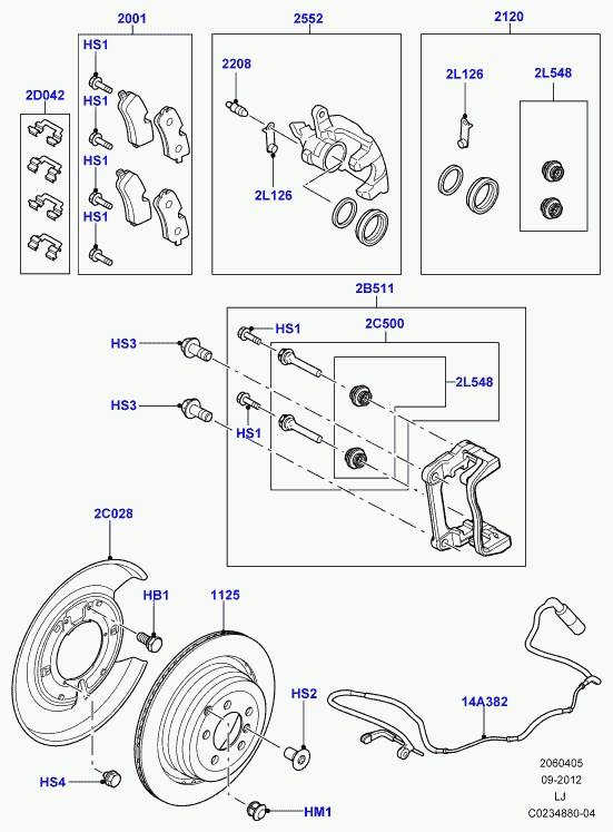 Rover LR031844 - Rear brake discs and calipers, 3.6l v8 32v dohc efi diesel lion,: 2 pcs. autospares.lv