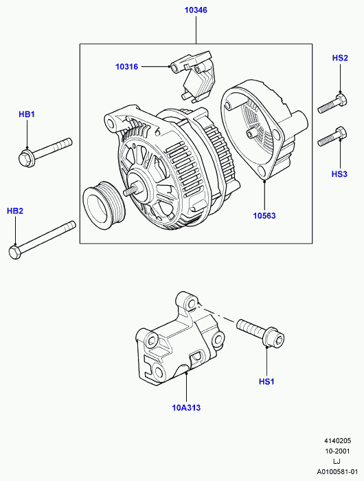 Rover YLE500180 - Alternator and mountings, m57 d30 3.0 diesel: 1 pcs. autospares.lv