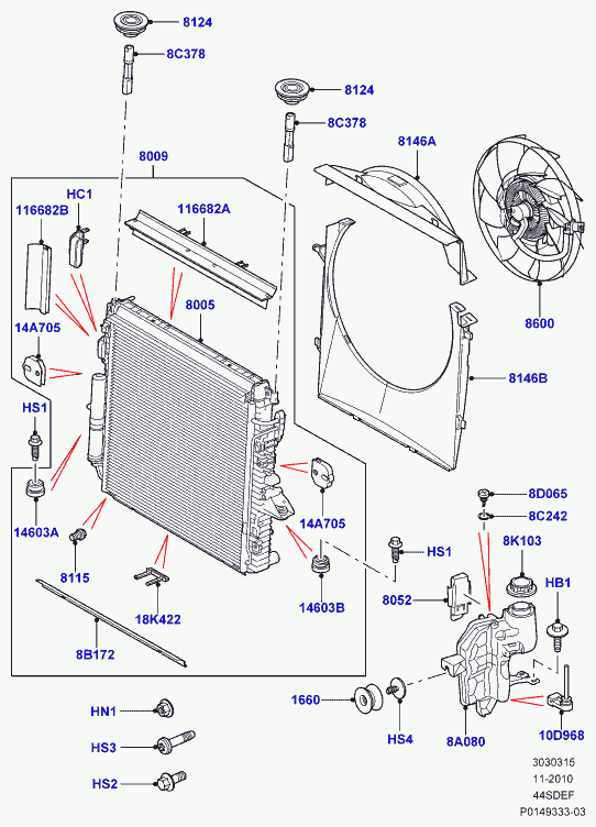 RANGER PCC500550 - Radiator/coolant overflow container, 4.4 aj petrol v8, l320 rang: 1 pcs. autospares.lv