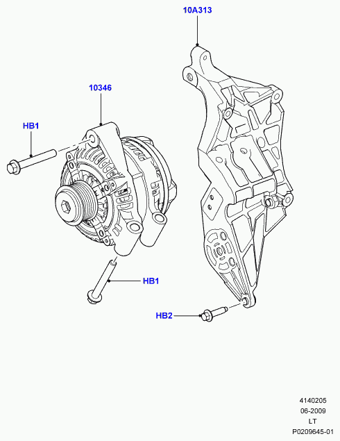 Jaguar LR013847 - Alternator and mountings, 3.0l 24v dohc v6 tc diesel: 1 pcs. autospares.lv