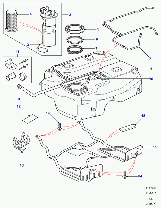 Rover WFL000010 - Fuel tank & related parts, 2.5 kv6 petrol, (+)cdn/mex/usa: 1 pcs. autospares.lv