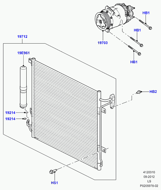 Jaguar LR030218 - Air conditioning condensr/compressr, 5.0l ohc sgdi na v8 petrol : 1 pcs. autospares.lv