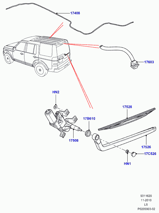 Rover DKB 5006 80 - Rear window wiper and washer: 1 pcs. autospares.lv