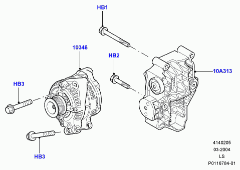 Rover YLE500190 - Alternator and mountings, aj petrol 4.4 v8 efi (220kw): 1 pcs. autospares.lv