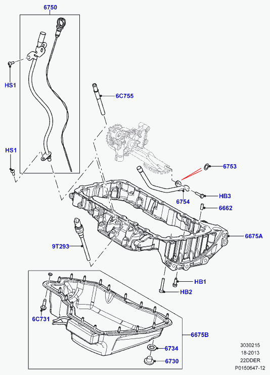 Rover LR004304 - Oil pan/oil level indicator, 2.2 single turbo diesel, l550 disco: 1 pcs. autospares.lv