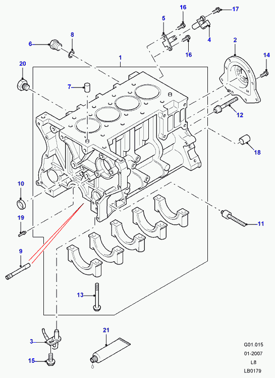 Rover LR020609 - Cylinder block and plugs, 2.4l duratorq-tdci hpcr(140ps)-puma: 1 pcs. autospares.lv