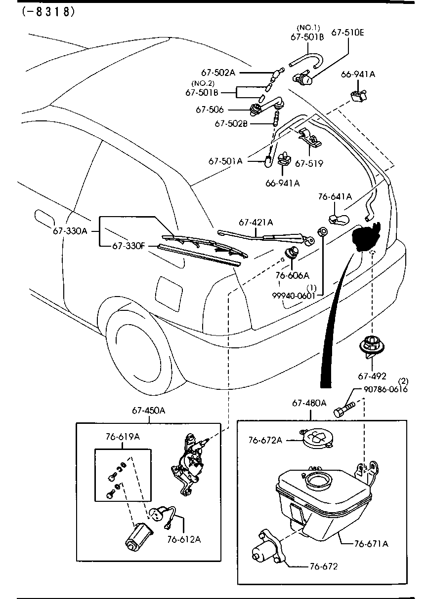 MAZDA B467-67-330 - Window wiper & washer (rear) (practical hatchback) [01/02]: 1 pcs. autospares.lv