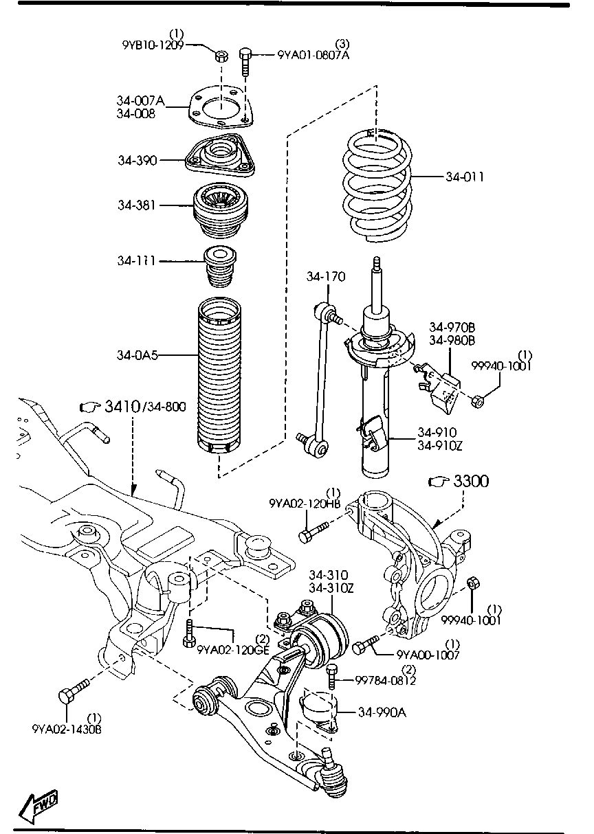 MAZDA BBM2-34-38X - Front suspension mechanisms (4-door): 2 pcs. autospares.lv