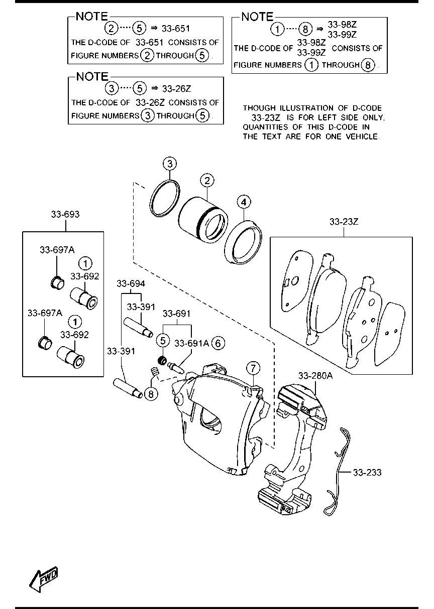 MAZDA BPYK-33-26ZA - Front brake mechanisms: 2 pcs. autospares.lv