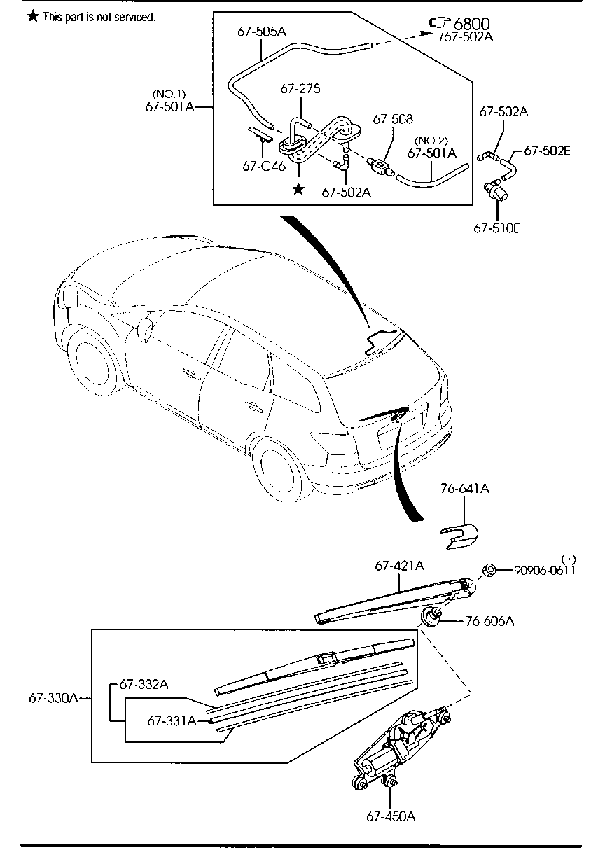 MAZDA L206-67-395 - Window wiper & washer (rear): 1 pcs. autospares.lv