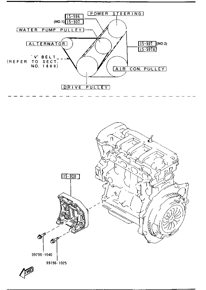 MAZDA FP02-15-909 - Bracket,pulley & belt (gasoline)(1800cc & 2000cc): 1 pcs. autospares.lv