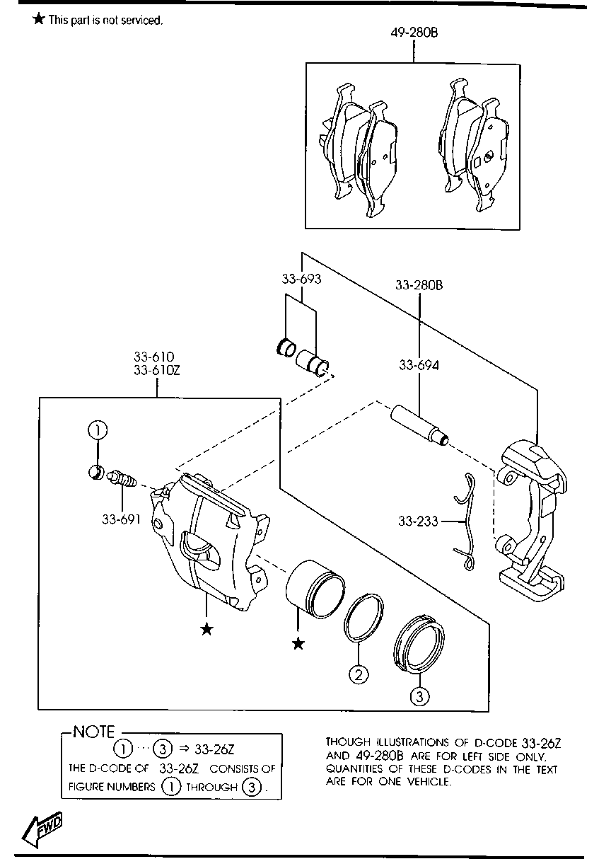 MAZDA DDY2-33-26Z - Front brake mechanisms: 1 pcs. autospares.lv