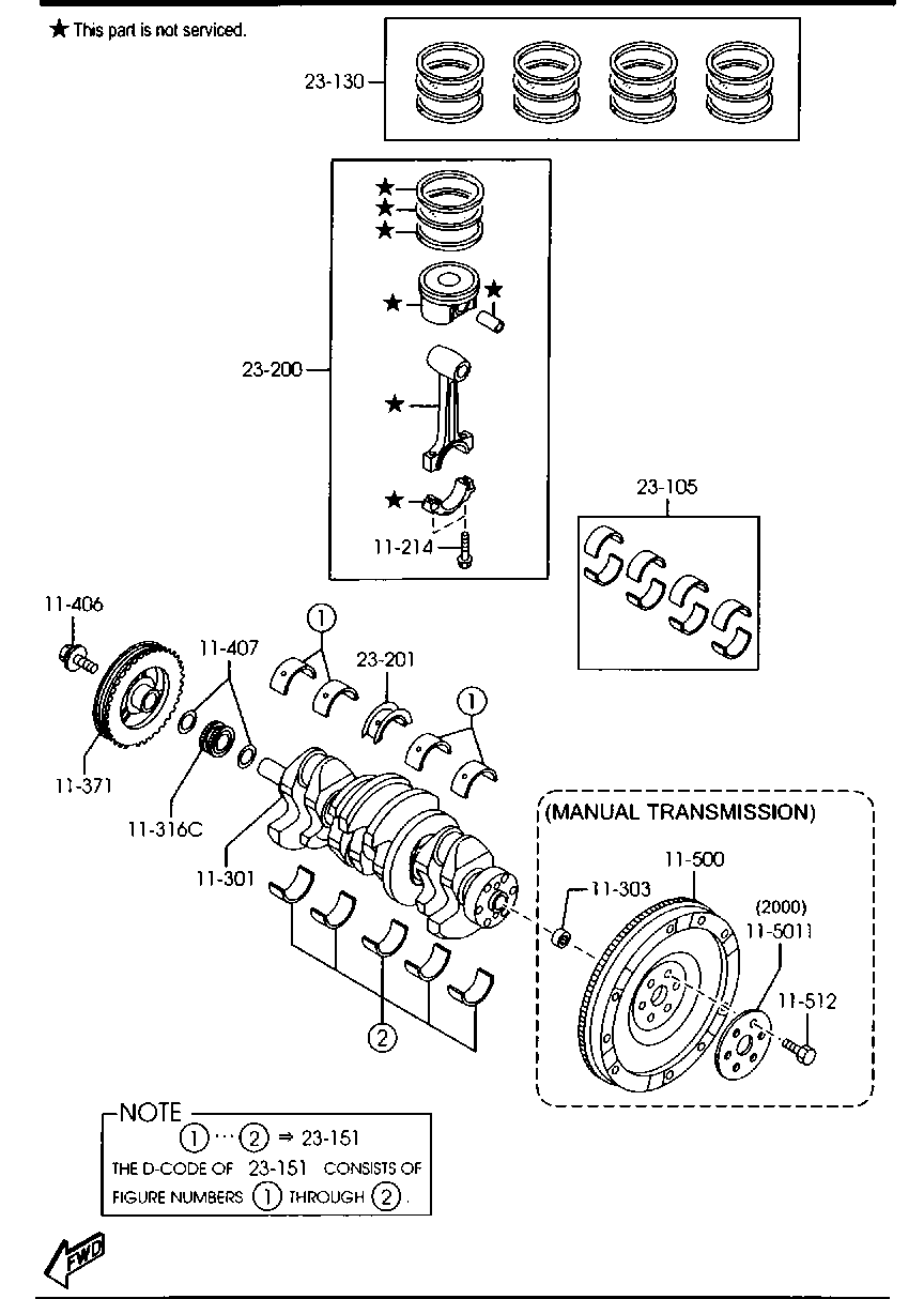 FORD USA L501-11-316B - Piston, crankshaft & flywheel (gasoline)(1800cc & 2000cc): 1 pcs. autospares.lv