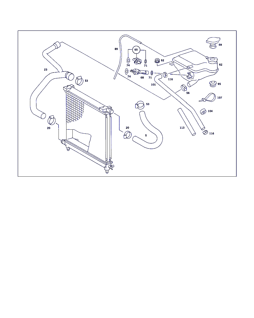 Mercedes-Benz A 123 501 01 15 - Expansion tank,mounting and hoses: - pcs. autospares.lv