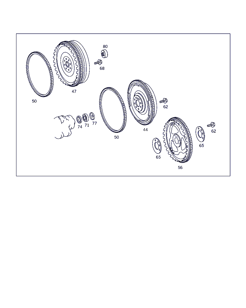 Mercedes-Benz A 111 030 43 05 - Crankshaft and flywheel: 001 pcs. autospares.lv